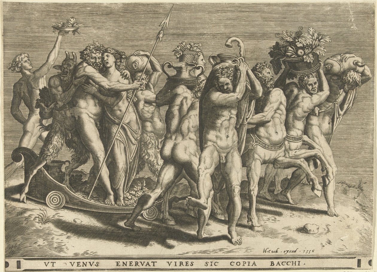Bacchus und Venus in einer Kutsche, gezogen von Kentauren von Cornelis Cort (rejected attribution)