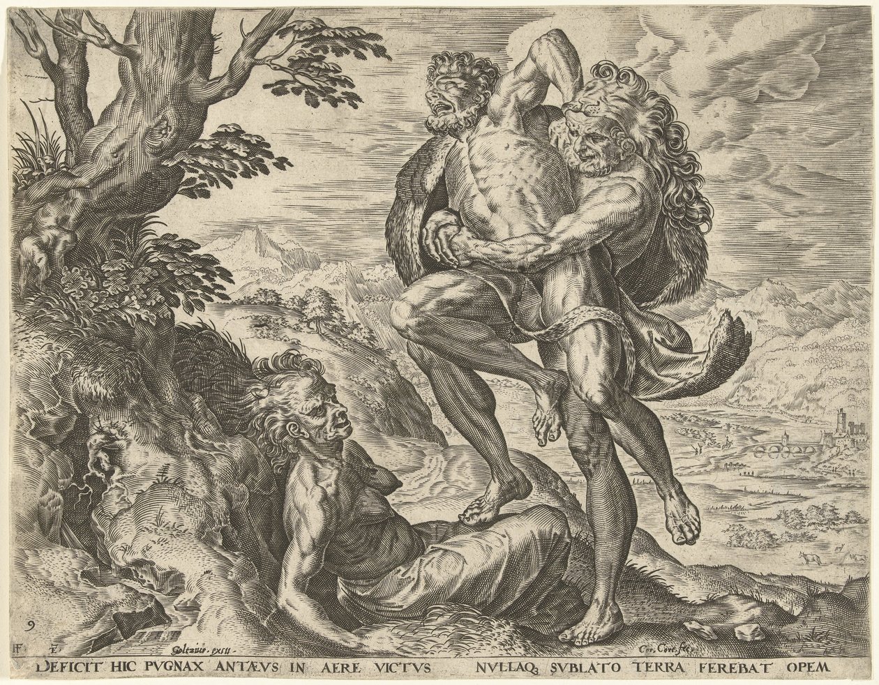 Herkules ringt mit Antaeus (Werke des Herkules) von Cornelis Cort