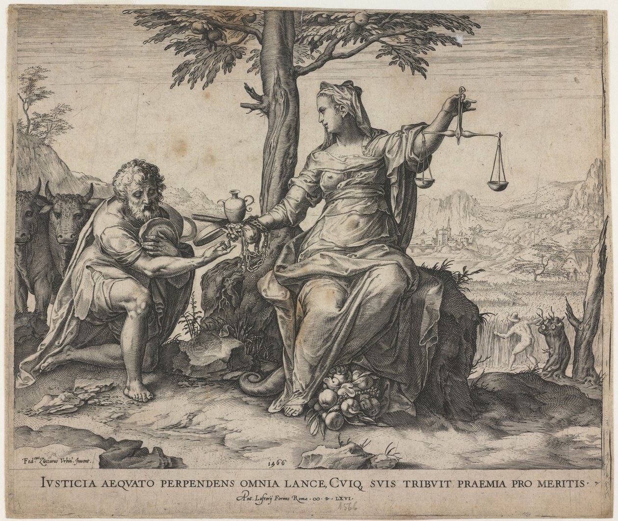 Gerechtigkeit belohnt Mühe, 1566 von Cornelis Cort