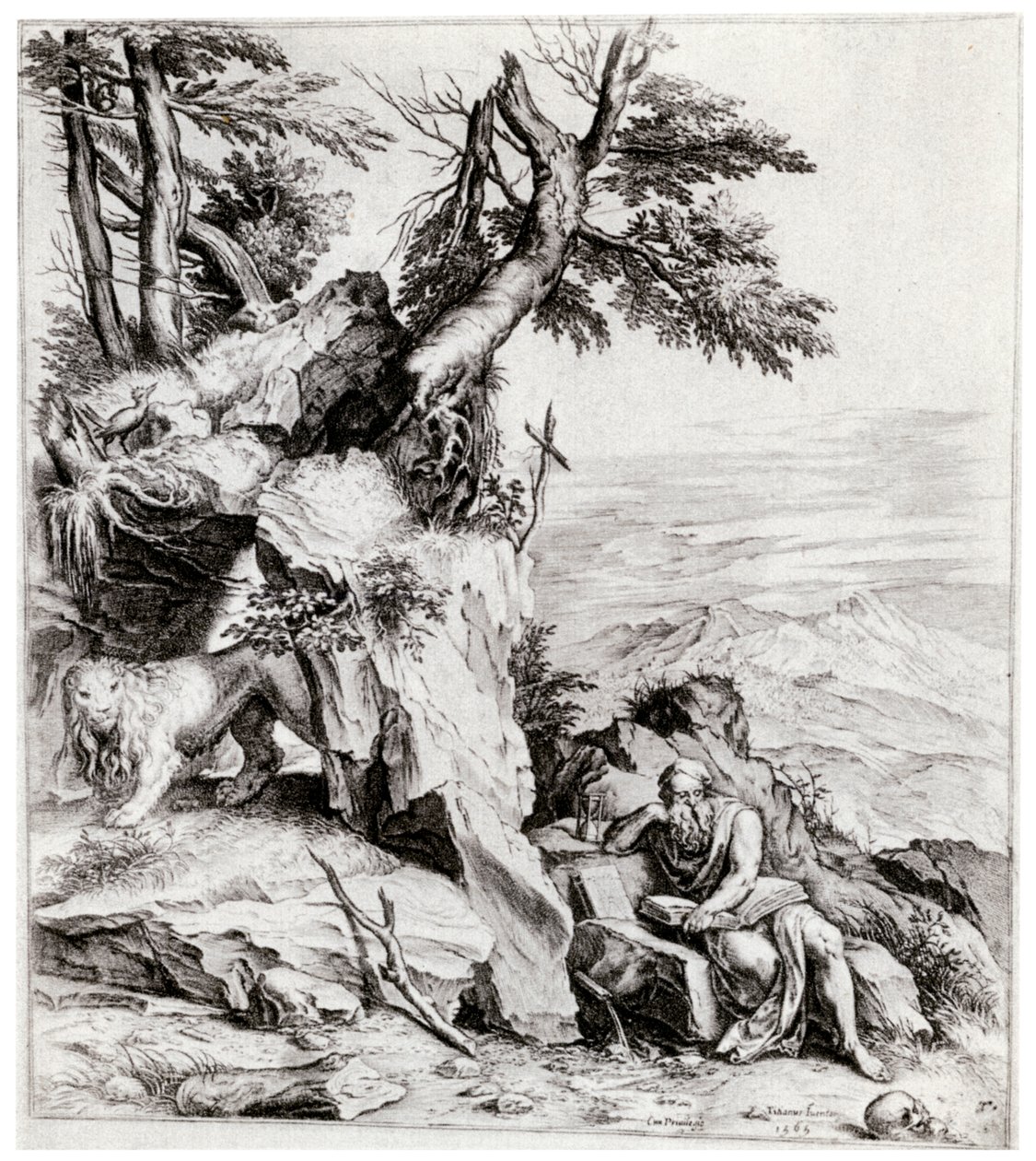 Landschaft mit St. Hieronymus, 16. Jahrhundert, 1937 von Cornelis Cort
