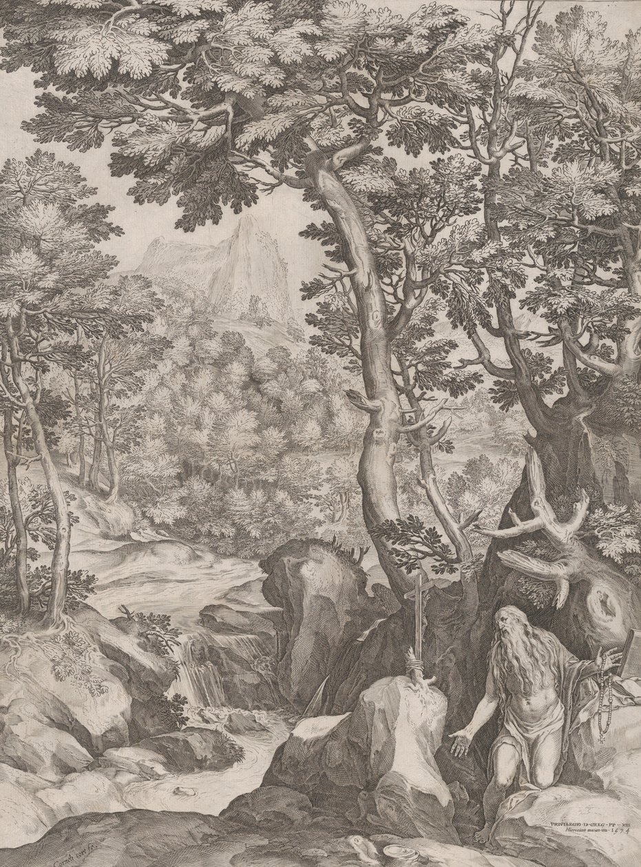 St. Onuphrius in der Wüste von Cornelis Cort