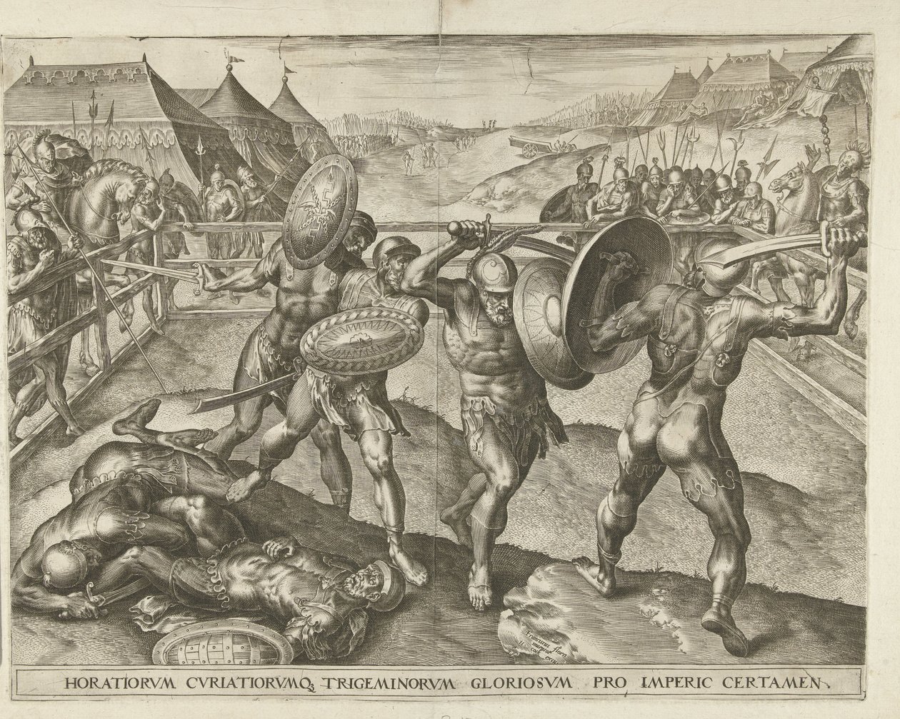 Kampf zwischen den Horatiern und den Curatiern von Cornelis Cort