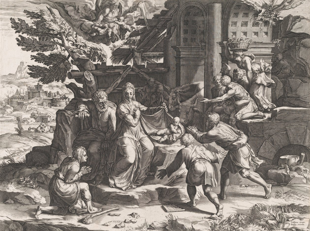 Die Anbetung der Hirten, 1569 von Cornelis Cort