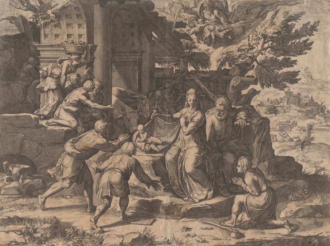 Die Anbetung der Hirten, 1569 von Cornelis Cort