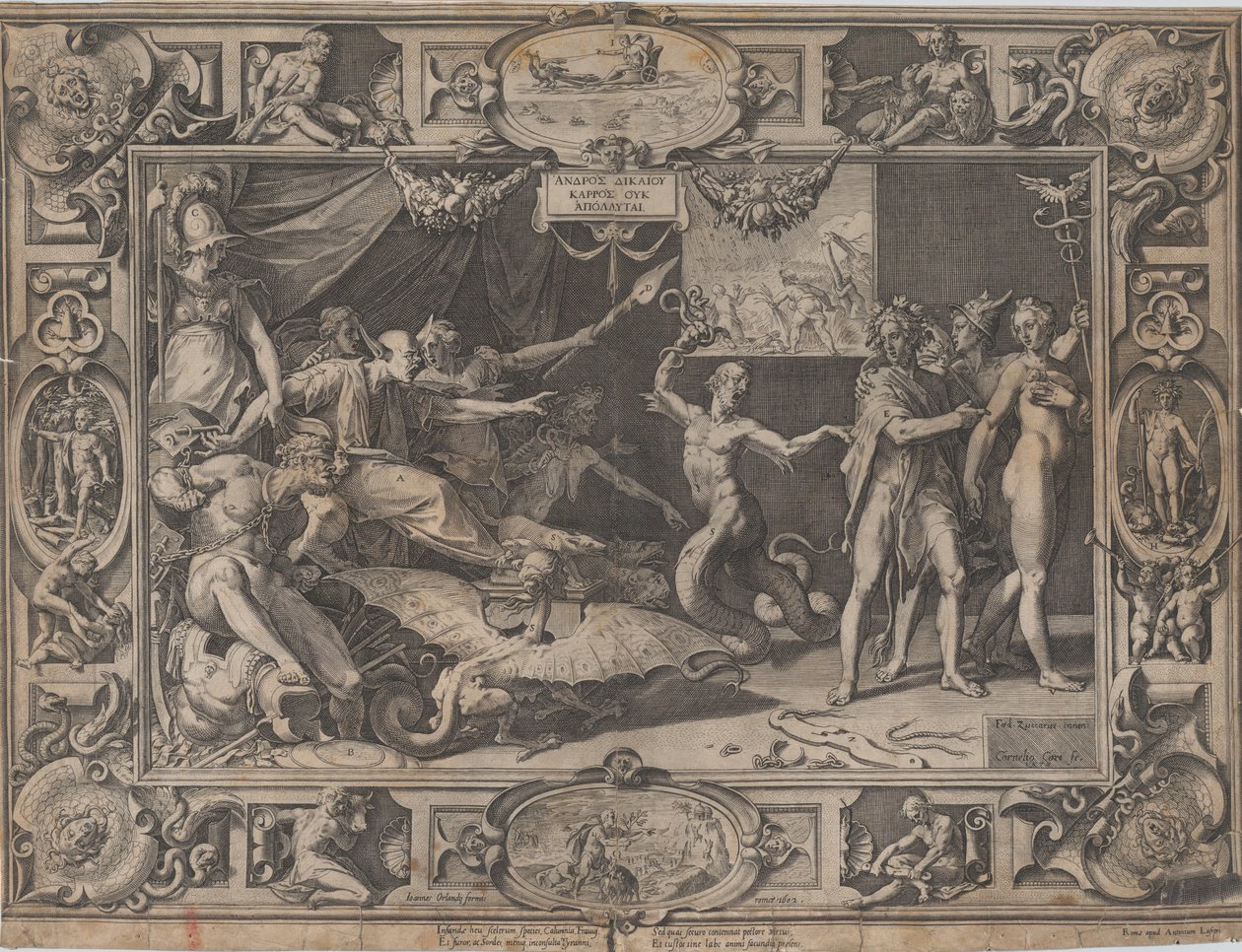 Die Verleumdung des Apelles, 1602 von Cornelis Cort