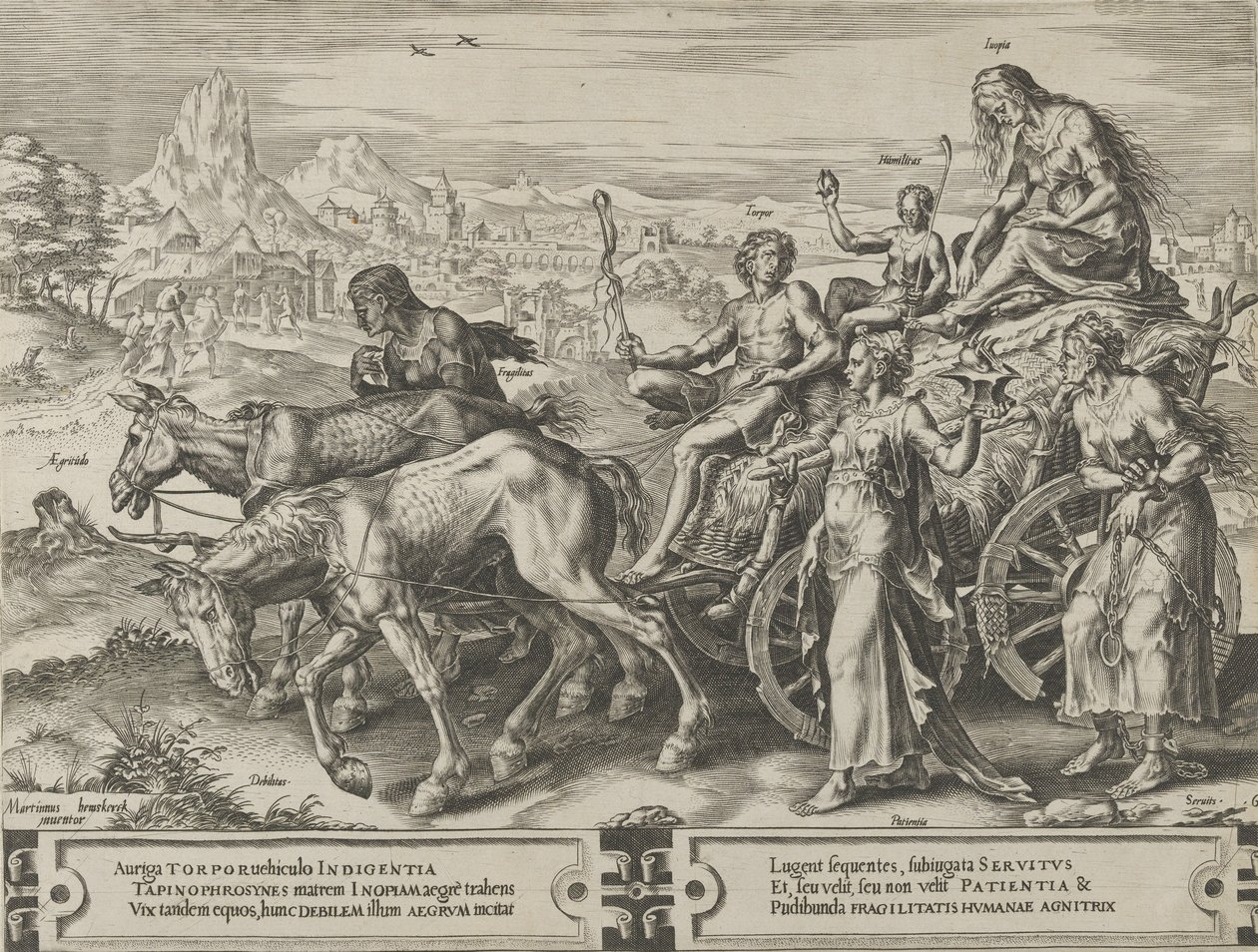 Der Triumph des Mangels, aus Der Zyklus der Wechselfälle des menschlichen Lebens, Platte 6, 1564 von Cornelis Cort
