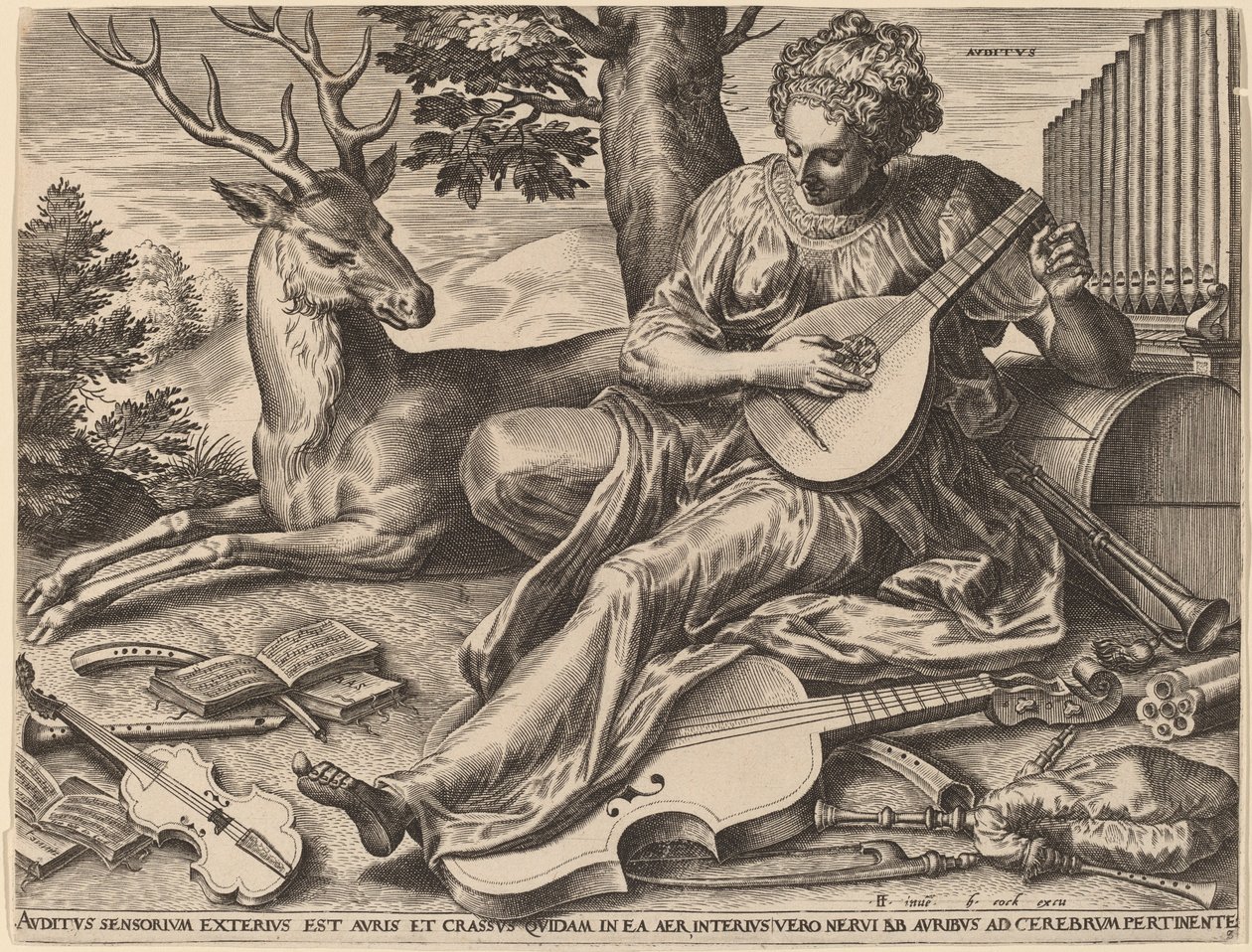 Auditus von Cornelis Cort after Frans Floris I