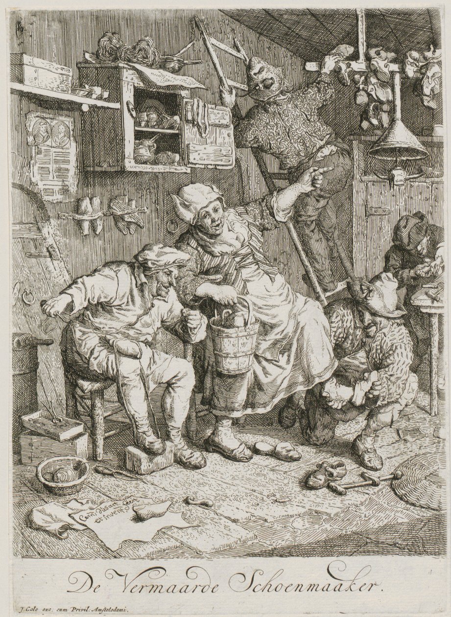Berühmter Schumacher, Blatt 3 einer Folge von drei Genredarstellungen von Cornelis Dusart