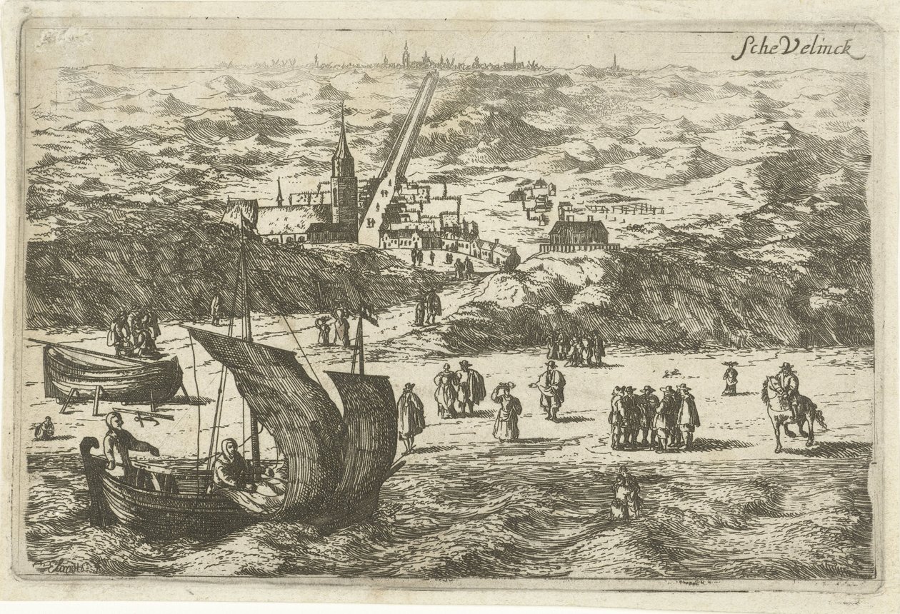 Ansicht von Scheveningen vom Meer aus von Cornelis Elandts