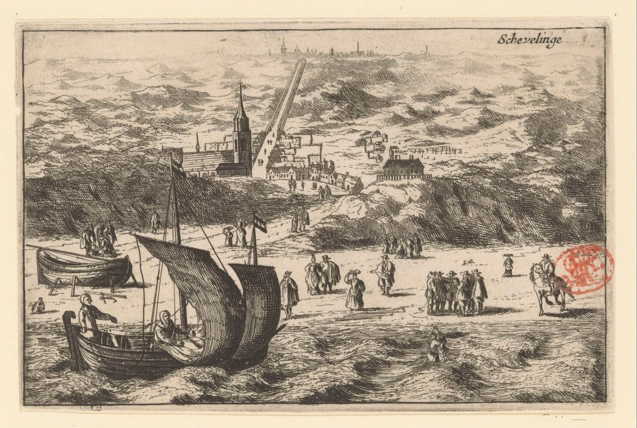 Gezicht op Scheveningen vanaf zee von Cornelis Elandts