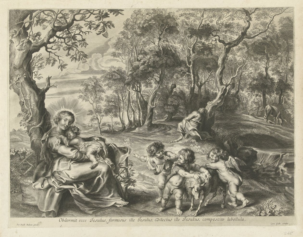 Ruhe auf der Flucht nach Ägypten von Cornelis Galle (I) (possibly)