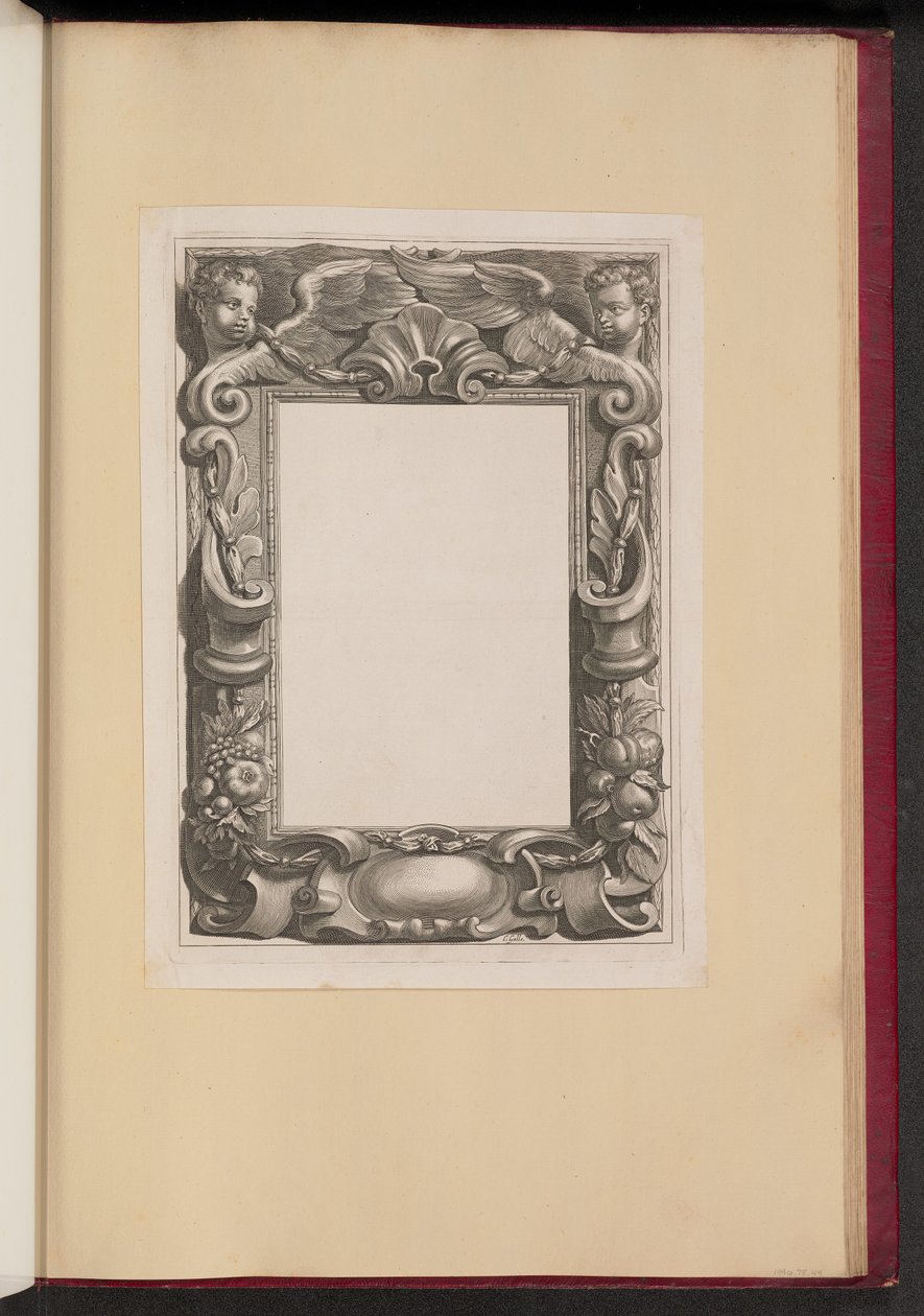 Randillustration mit zwei Putti und Früchten von Cornelis Galle I