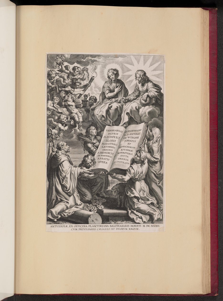 Titelseite für Ludovicus Blosius, Opera von Cornelis Galle I after Sir Peter Paul Rubens