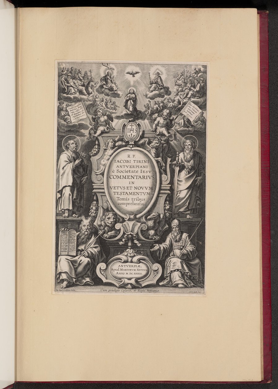 Titelseite für R.P. Jacobi Tirinis "Commentarius in Vetus et Novum Testamentum" von Cornelis Galle I after Sir Peter Paul Rubens