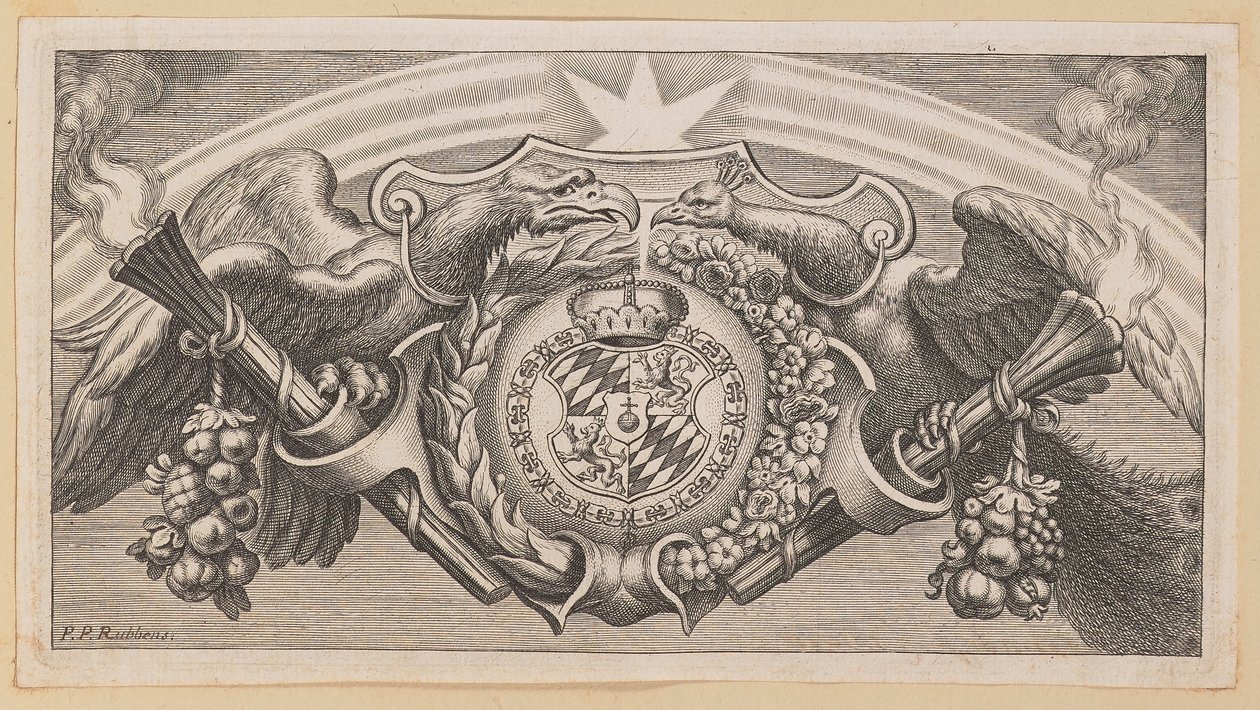 Vignette für Titelseite von Balthasar Cordier, Catena Patrum Graecorum in Sanctum Ioannem von Cornelis Galle I after Sir Peter Paul Rubens