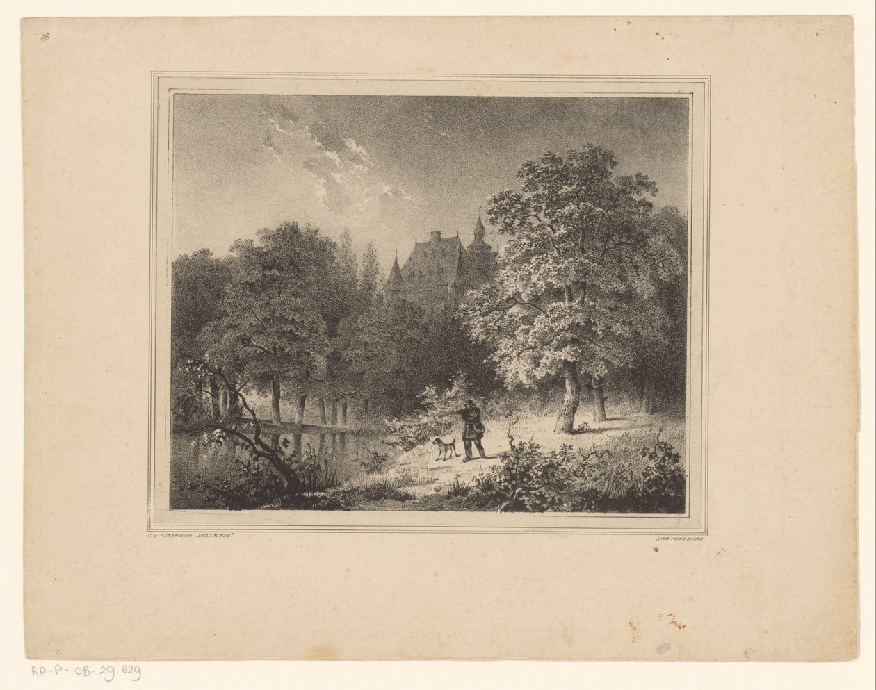 Jäger in einem Wald von Cornelis Gerrit Verburgh