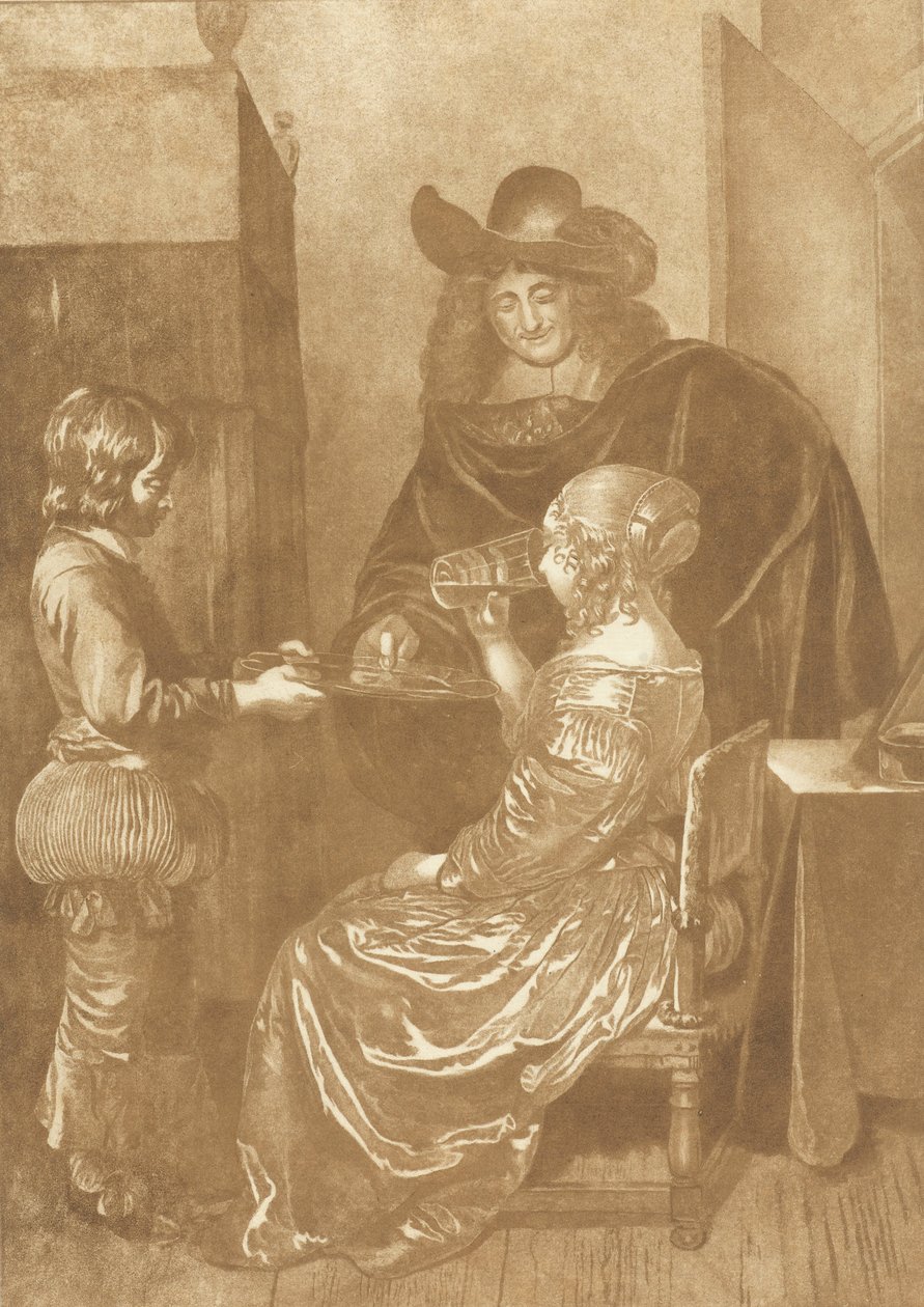 Herr und Dame mit Page von Cornelis Ploos van Amstel (signed by artist)