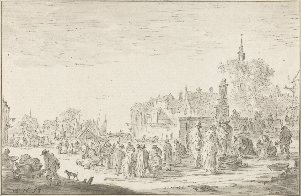 Fischmarkt von Cornelis Ploos van Amstel (signed by artist)