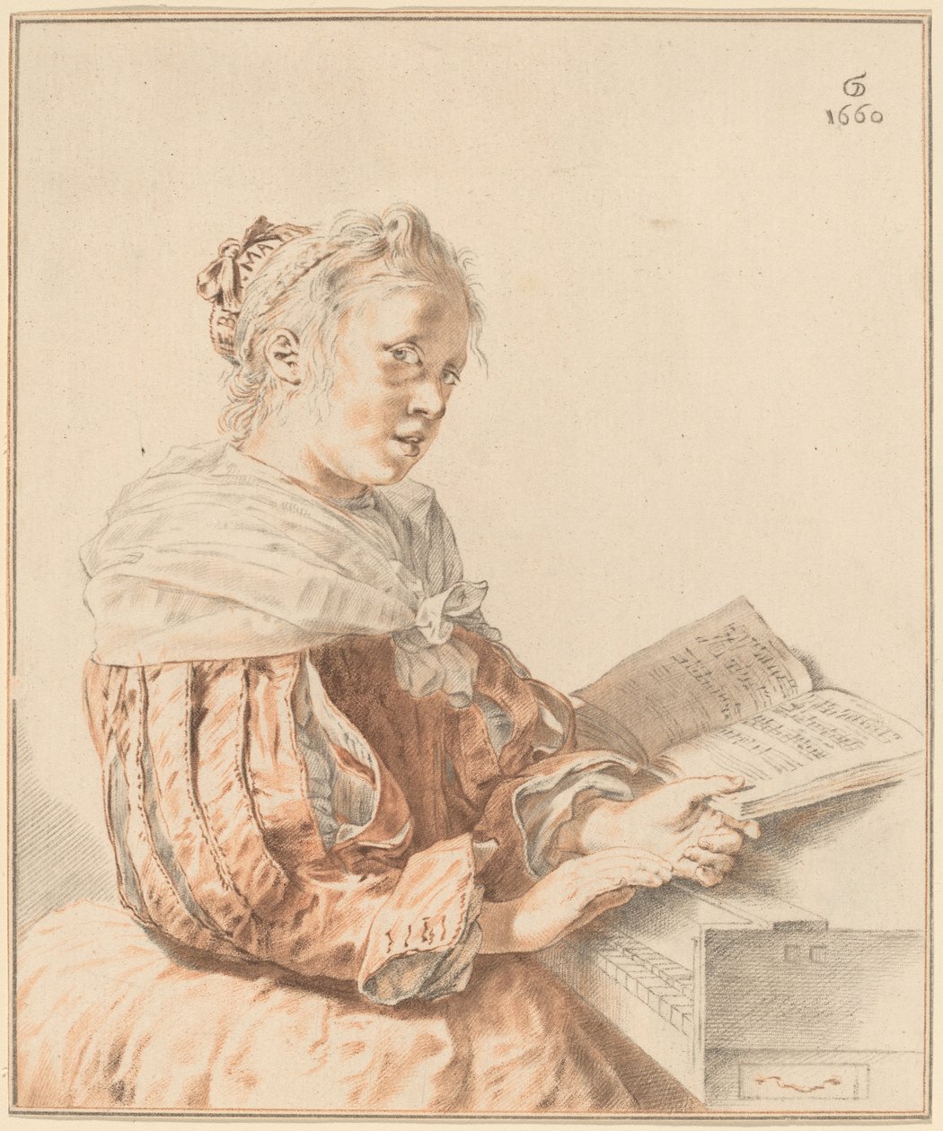 Junges Mädchen am Klavier von Cornelis Ploos van Amstel