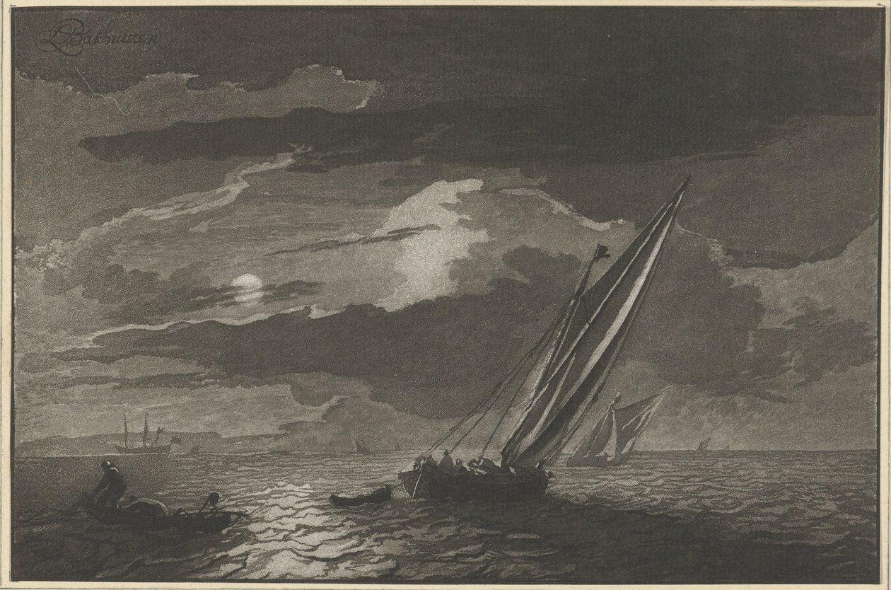 Meeresansicht bei Vollmond von Cornelis Ploos van Amstel