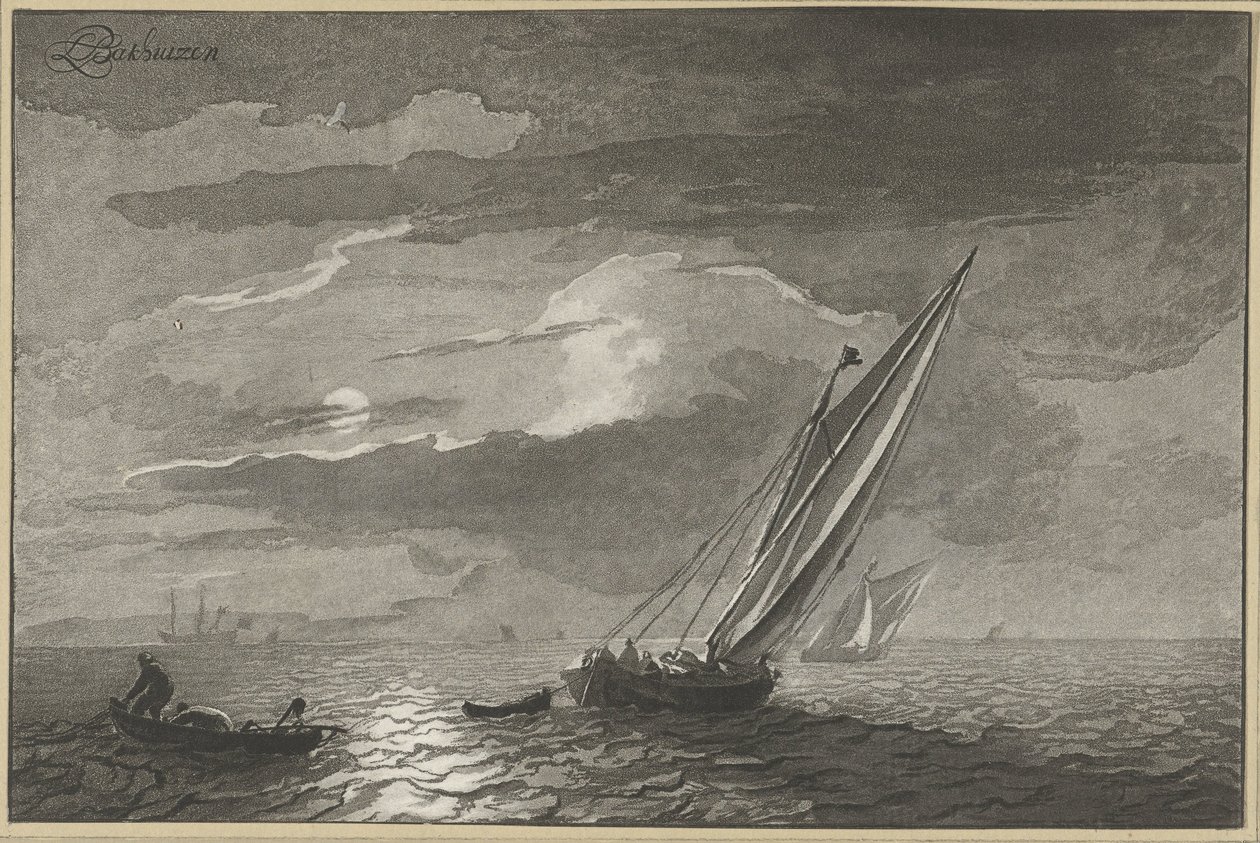 Meeresansicht bei Vollmond von Cornelis Ploos van Amstel