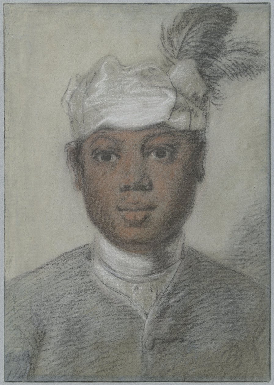 Kopf eines jungen schwarzen Mannes mit gefiedertem Turban von Cornelis Troost
