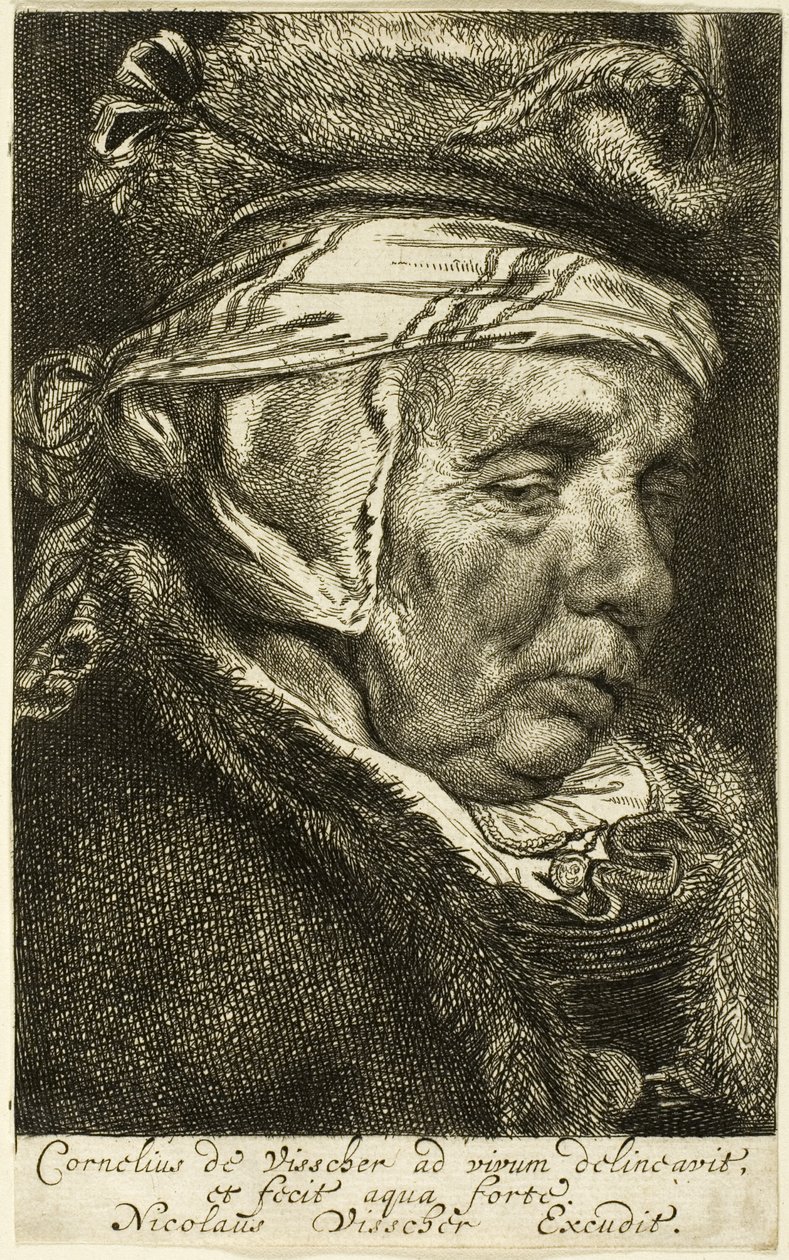 Kopf einer alten Frau (sogenanntes Porträt von Visschers Mutter) von Cornelis Visscher
