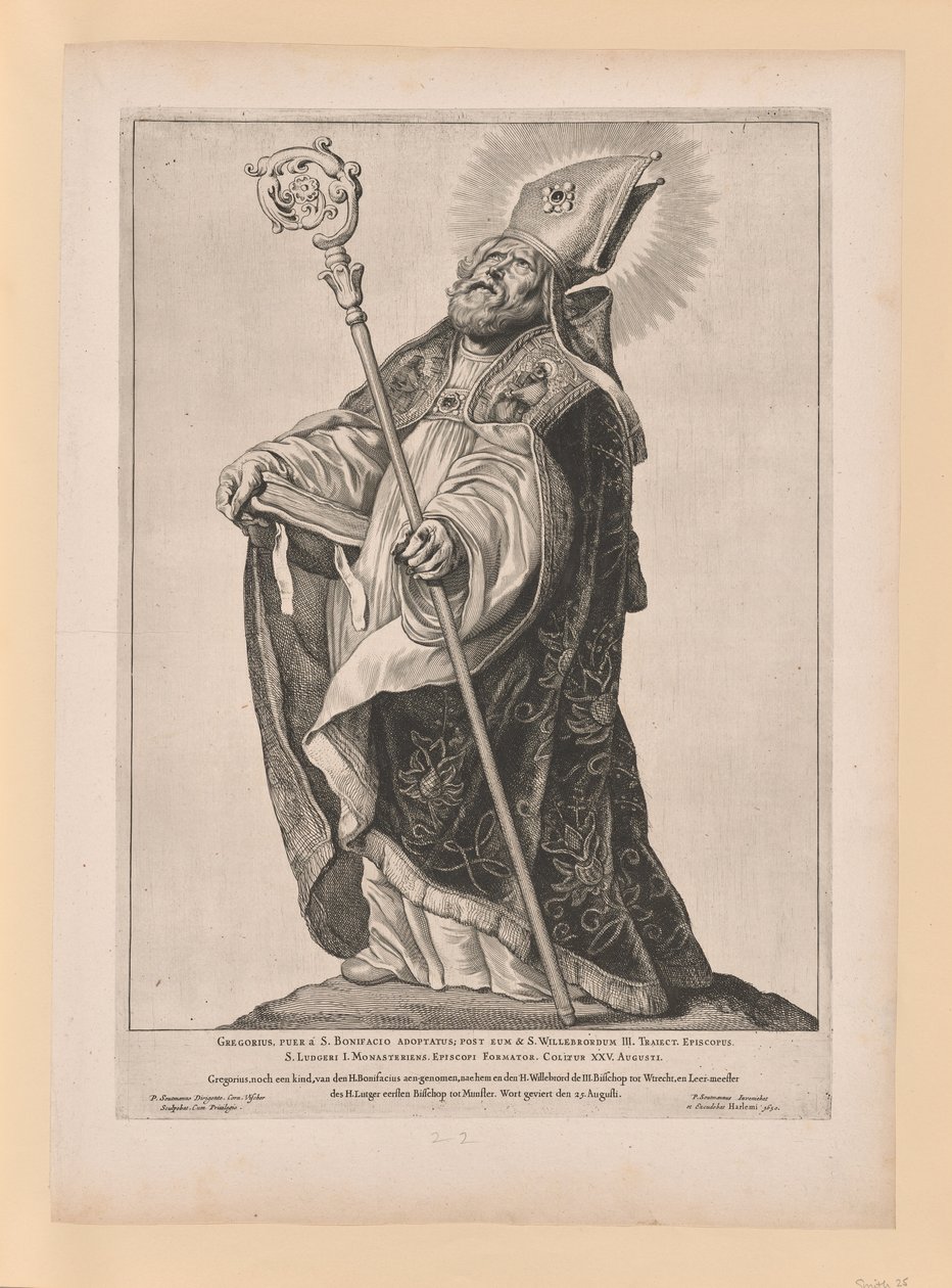 Der heilige Willebrord, aus Heilige des Nordens und Südens der Niederlande von Cornelis Visscher