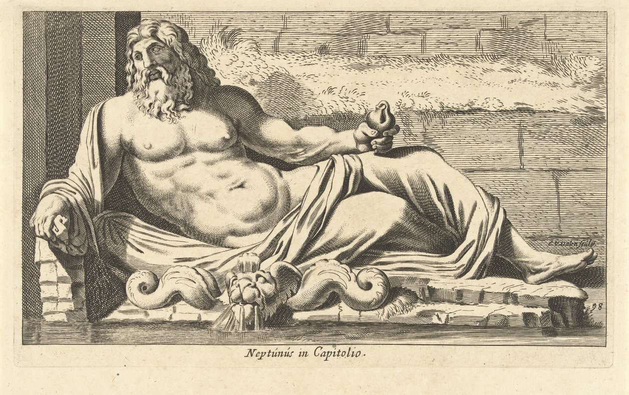 Statue von Neptun am Brunnen auf dem Kapitol in Rom von Cornelis van Dalen (I)