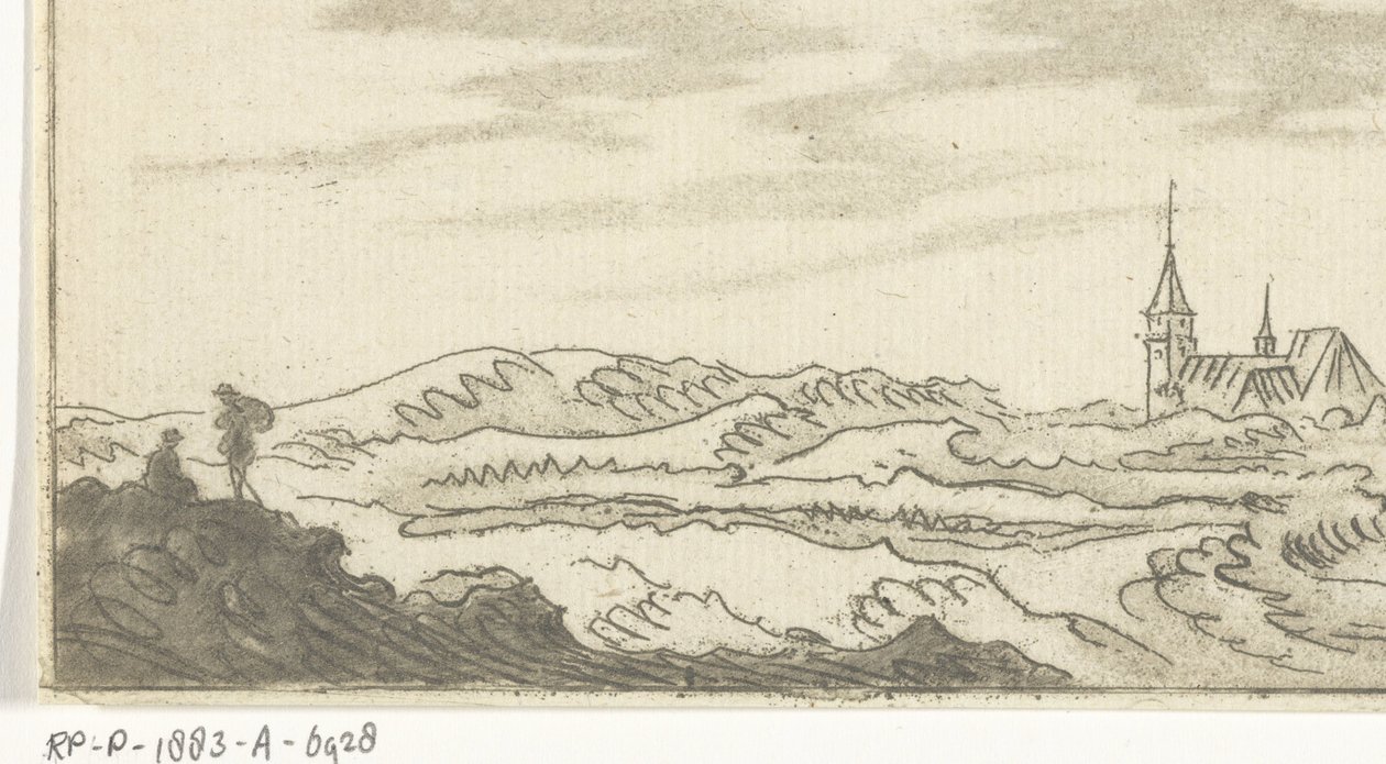 Dünenlandschaft mit einer Kirche von Cornelis van Noorde
