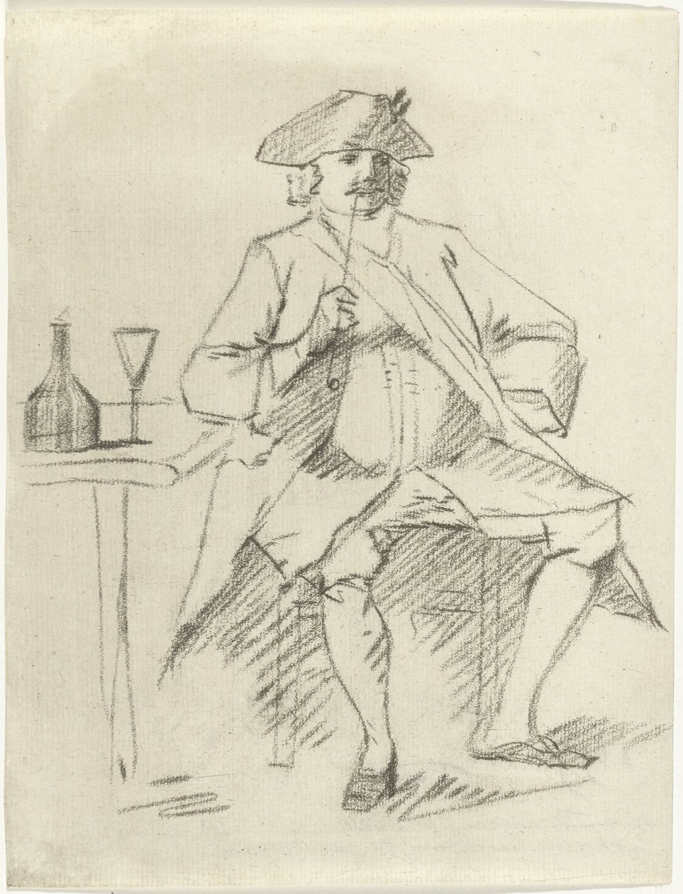 Mann mit einer Pfeife, sitzend an einem Tisch von Cornelis van Noorde