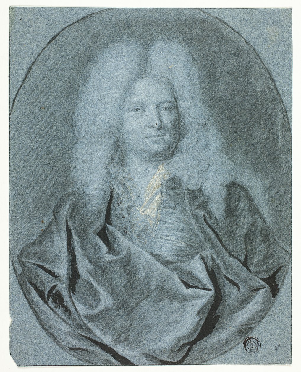 Porträtbüste eines Mannes in weißer Perücke von Cornelis van Poelenburgh