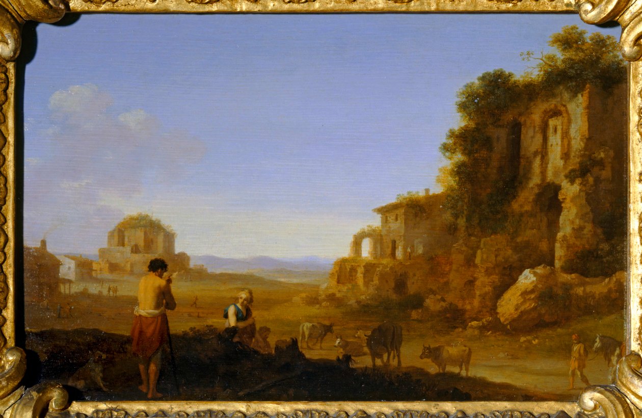 Ruinen des Kaiserpalastes und Tempel der Minerva Medica in Rom von Cornelis van Poelenburgh or Poelenburch