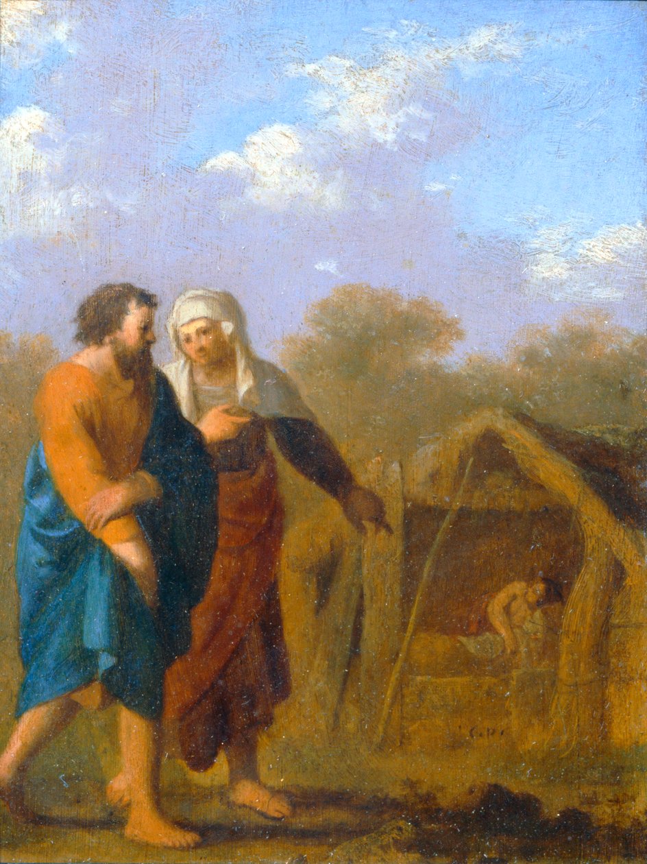 Sarah bittet Abraham, Hagar als zweite Frau zu nehmen von Cornelis van Poelenburgh or Poelenburch