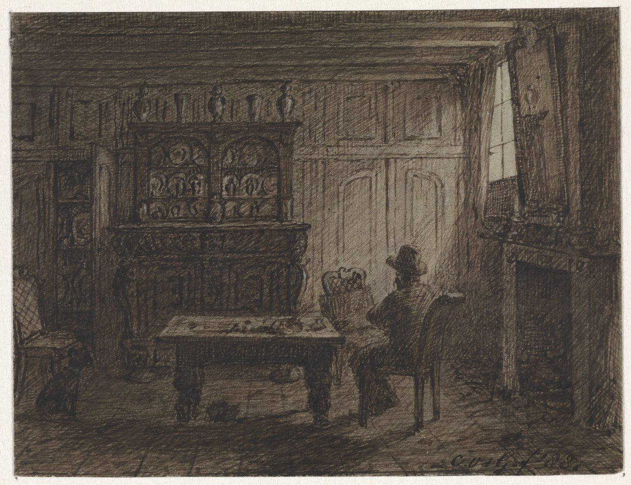 Mann sitzend in einem Zimmer von Cornelis van der Griendt