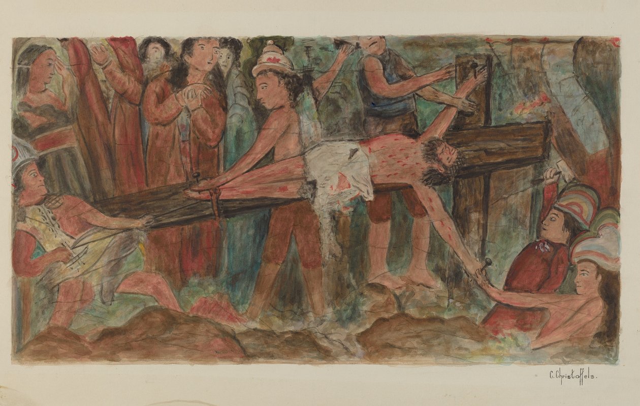 Stationen des Kreuzwegs Nr. 11. Jesus wird ans Kreuz genagelt, 1941 von Cornelius Christoffels