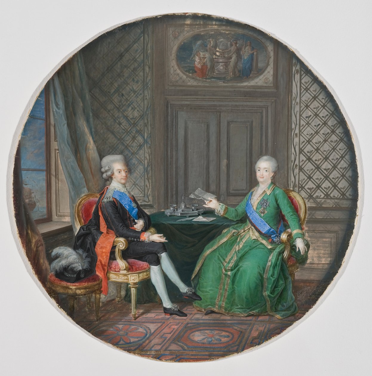 König Gustav III. und Katharina II. von Russland in Fredrikshamn 1783 von Cornelius Hoyer