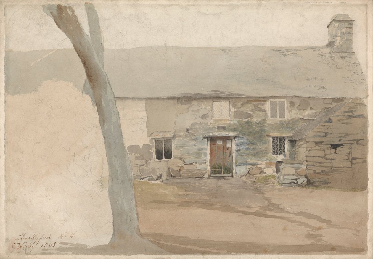 Häuser in Llanllyfni, Nordwales von Cornelius Varley