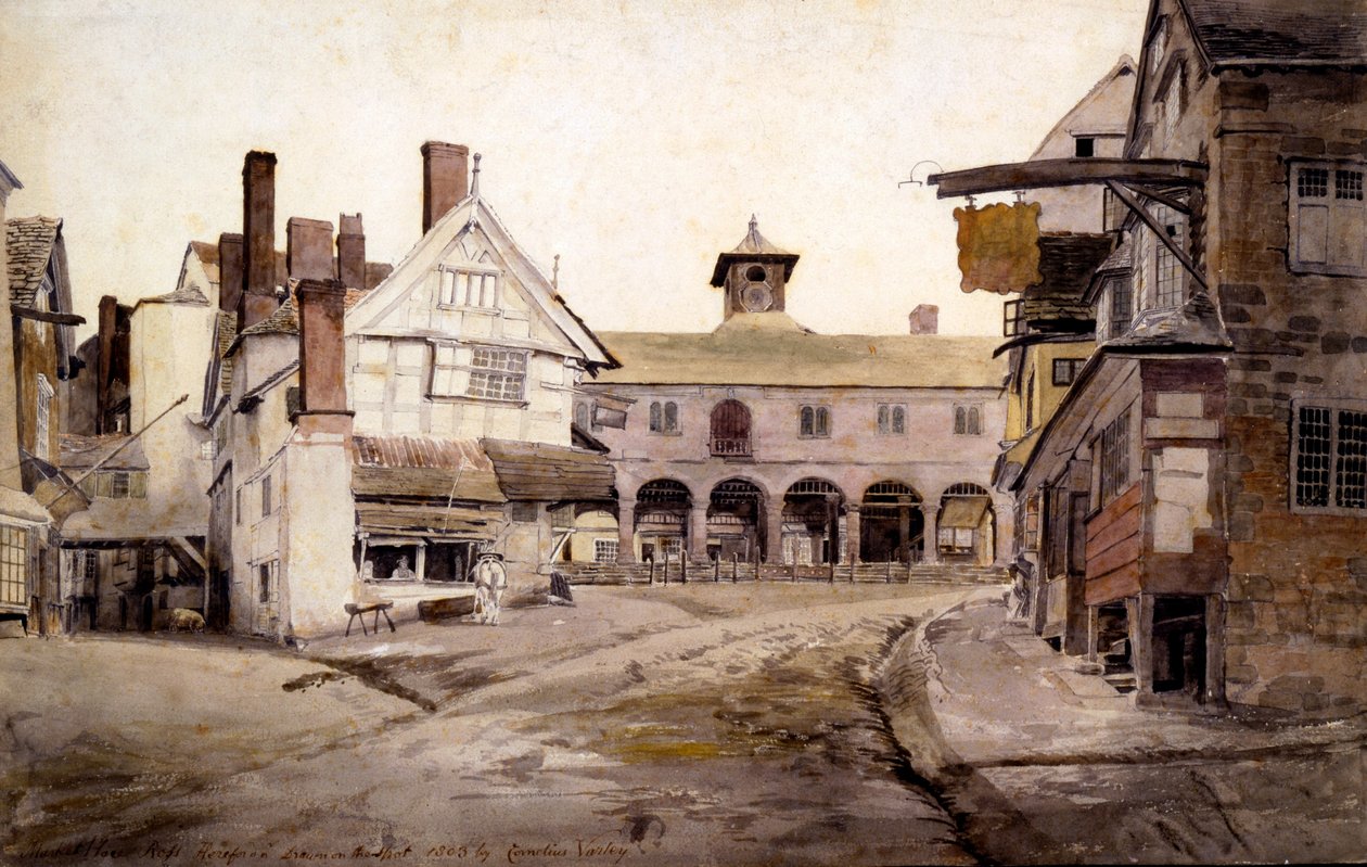 Der Marktplatz, Ross, Hertfordshire, 1803 von Cornelius Varley