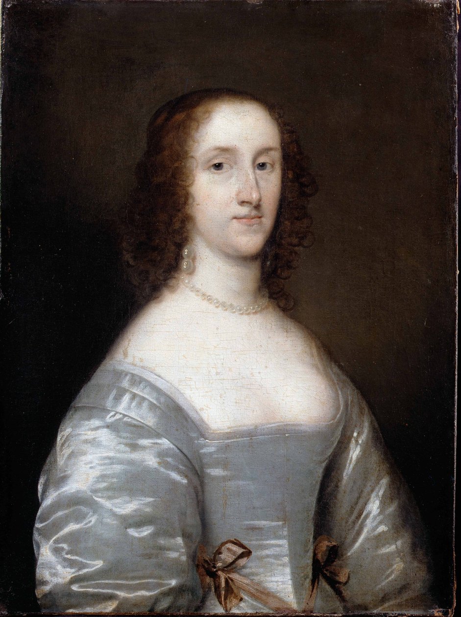 Porträt einer Dame in Weiß von Cornelius the elder Johnson