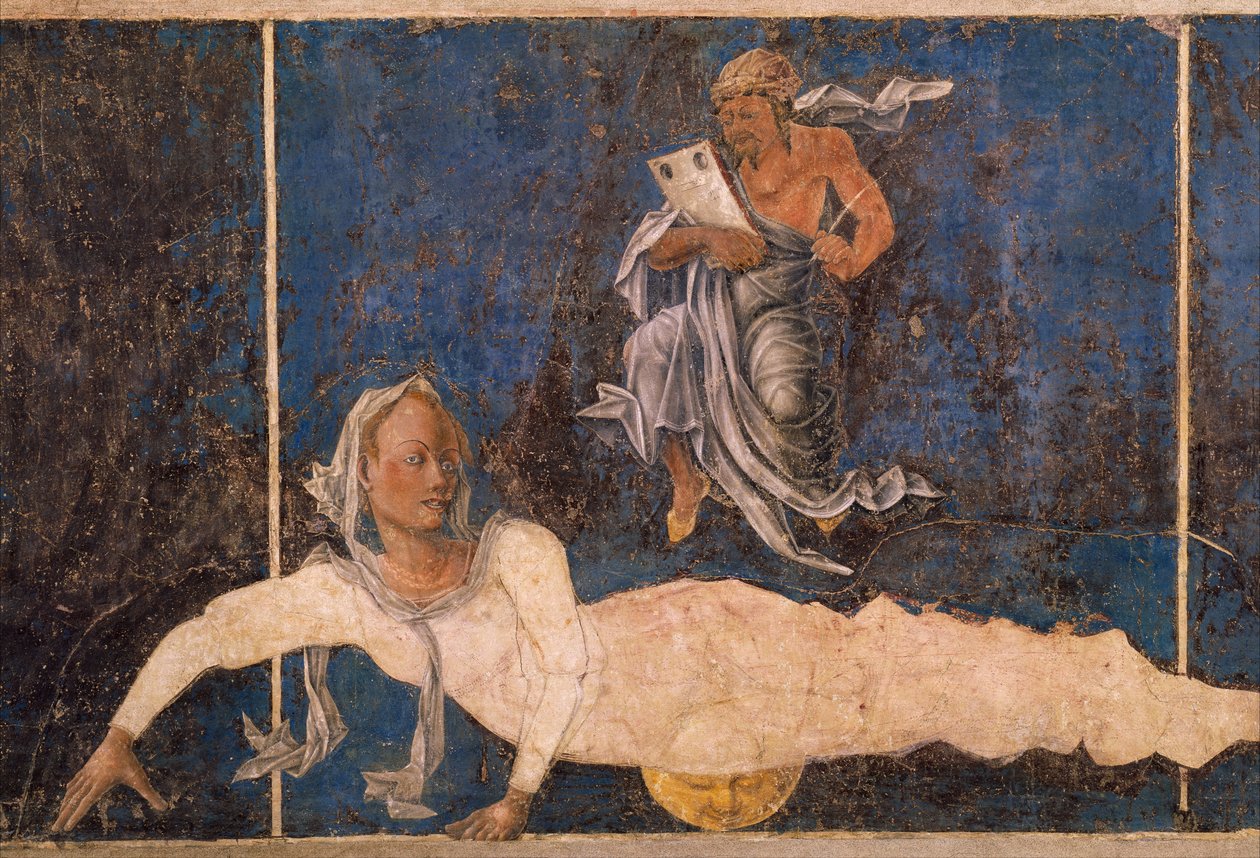 Jungfrau mit Dekan, Szene aus dem Monat August, um 1470, zugeschrieben Cosimo Tura von Cosimo (attr. to) Tura