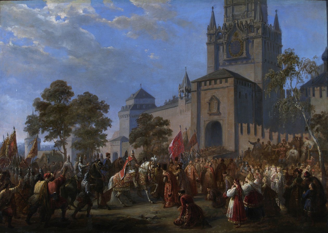 Der nationale Aufstand von Kusma Minin und Graf Dmitri Poscharski, 1856 von Cosroe Dusi