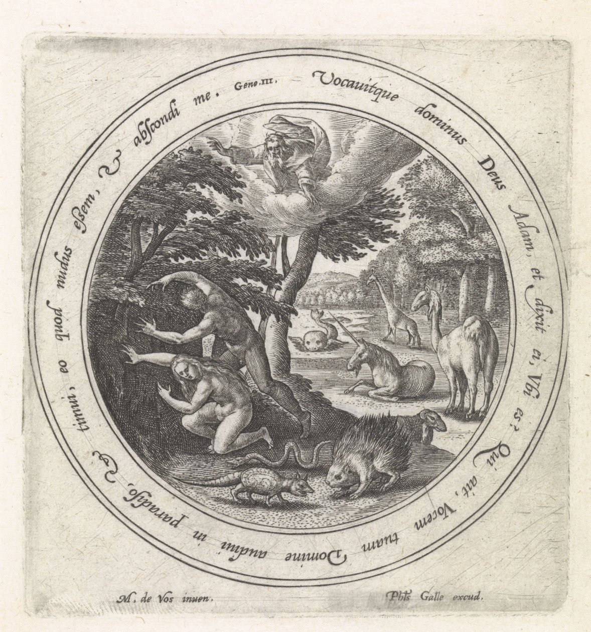 Adam und Eva verstecken sich vor Gott von Crispijn van de Passe (I)