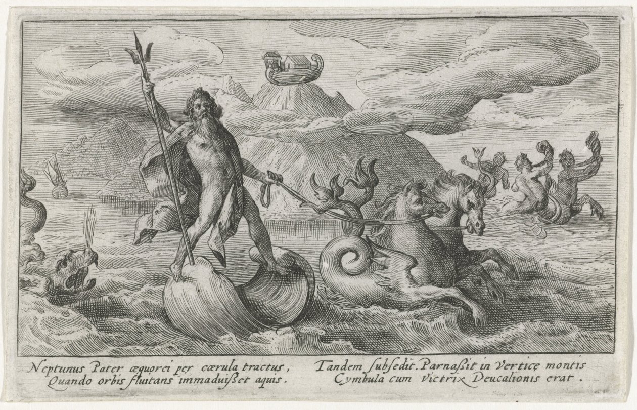 Neptun beruhigt die Wellen (Metamorphosen von Ovidius) von Crispijn van de Passe (I)
