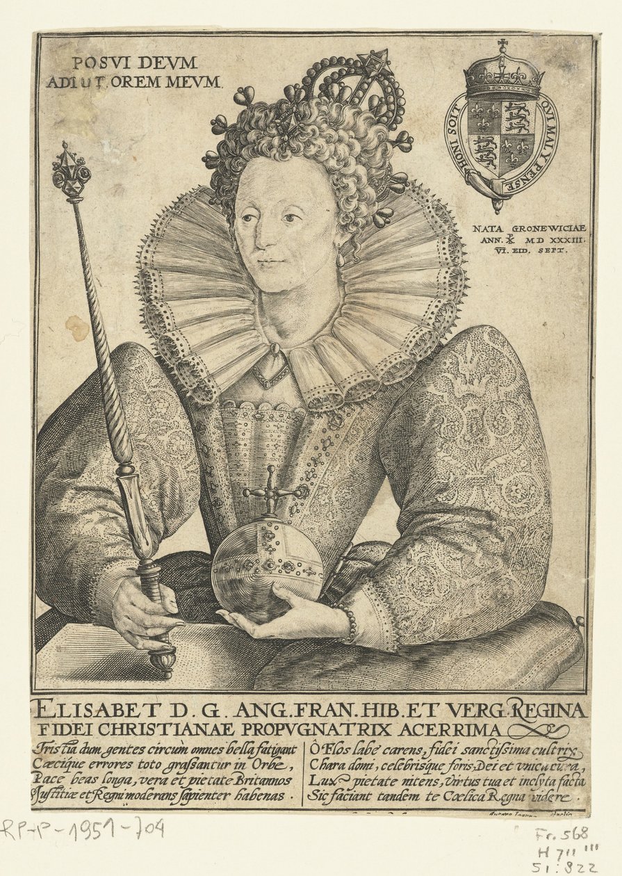 Porträt von Elizabeth I. Tudor, Halbfigur von Crispijn van de Passe (I)
