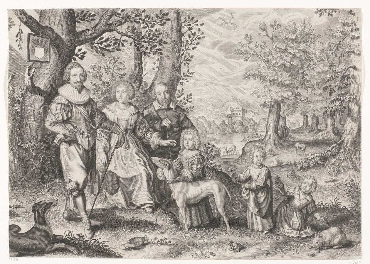 Porträt von Guy Michel Lejay und seiner Familie von Crispijn van de Passe (II)