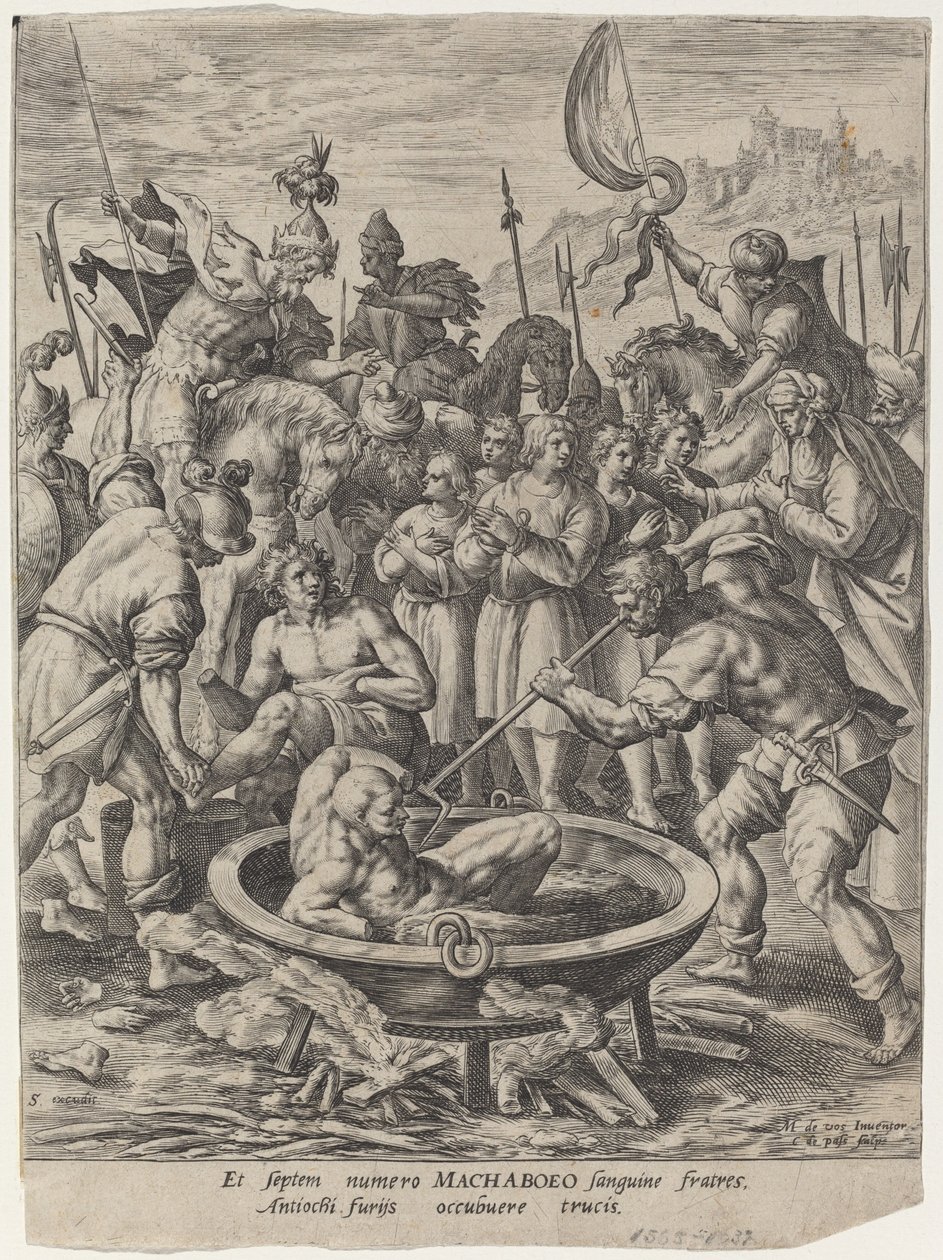 Die sieben Makkabäerbrüder, getötet von Antiochus von Crispijn van de Passe I after Maarten de Vos