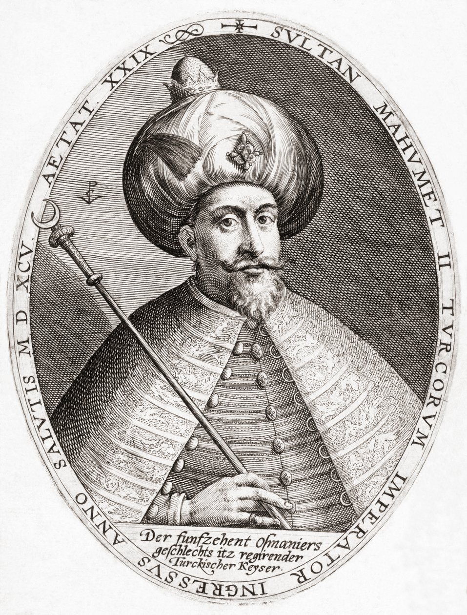 Mehmed III. Sultan, Osmanisches Reich. Porträt. von Crispin I de (after) Passe