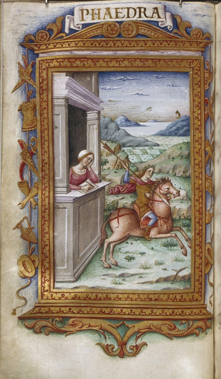 Phaedra blickt auf Hippolytus Illustration für Die Heroiden von Ovid von Cristoforo Majorana