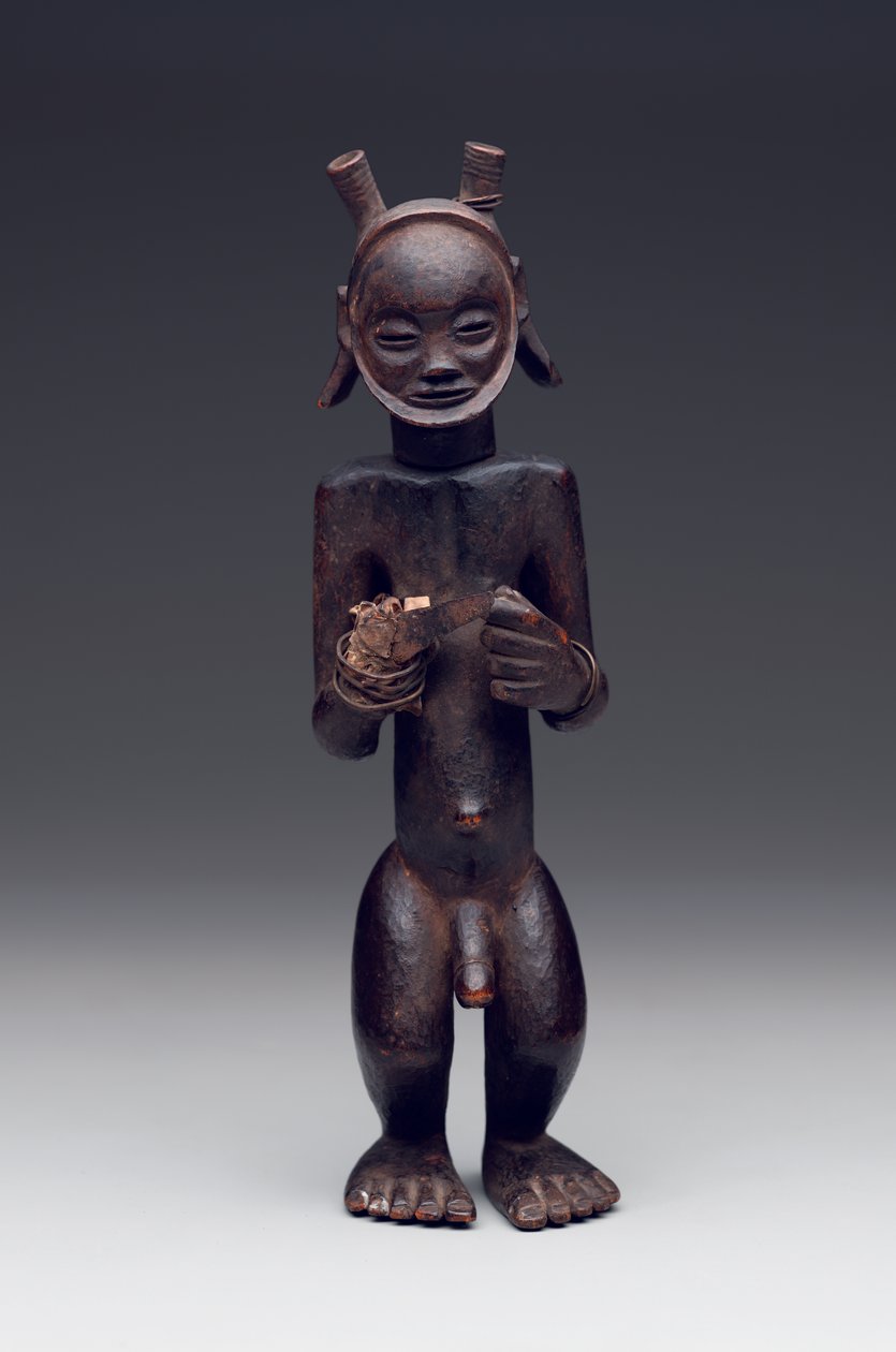 Ritualbehälter in Form einer stehenden männlichen Figur von Culture Chokwe